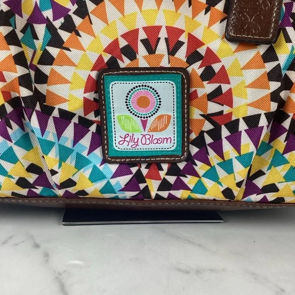 LILY BLOOM BRIGHT FLORAL MULTICOLOR HAND SHOULDER BAG SPRING SUMMER PURSE GUC - Picture 4 of 10